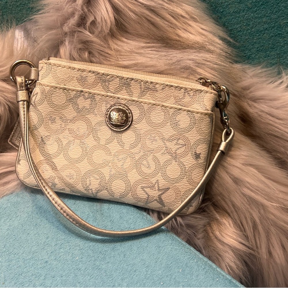 COACH WHITE AND SILVER Designer Wristlet